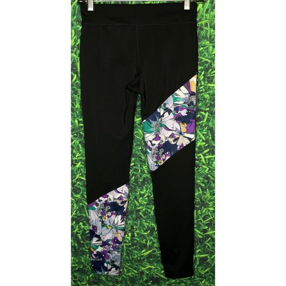 Nike Dri-Fit One Tight Fit Girls Large Floral Black Training Leggings DC7090-010 - Picture 3 of 4